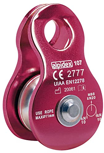 ALPIDEX Seilrolle Umlenkrolle 20 kN - Mobile Pulley Flaschenzug - für Seile bis 11 mm Durchmesser - EN12278, Farbe: red