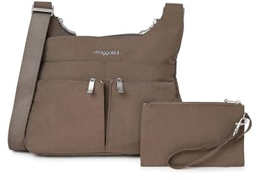 Baggallini Cross-Over-Crossbody-Tasche für Damen, 28 X 21 cm, Mittelgroß, Leicht, Wasserabweisend, Nylon, Organisierte Handtasche Umhängetasche, Portobello, 39.5 EU