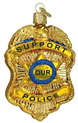 Old World Weihnachten Police Badge Glas geblasen Ornament