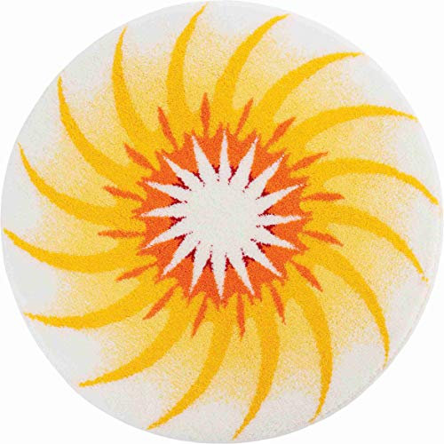 Grund Badteppich 100% Polyacryl, ultra soft, rutschfest, ÖKO-TEX-zertifiziert, 5 Jahre Garantie, WEG DES LICHTES, Badematte 80 cm rund, gelb