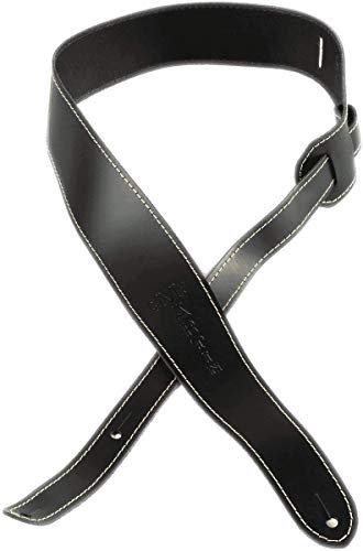 MARTIN Gitarrengurt aus schwarzem Leder, schmal, mit geprägtem Martin-Logo, Breite: 2,25 (A0046)