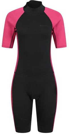 Mountain Warehouse Shorty Damen-Neoprenanzug - Badeanzug, Surfanzug mit leicht gleitendendem RV, längeres Zugband, Flachnähte - zum Sporttauchen, Schwimmen, Tauchen Schwarz S,Schwarz,S (Herstellergröße 36-38)