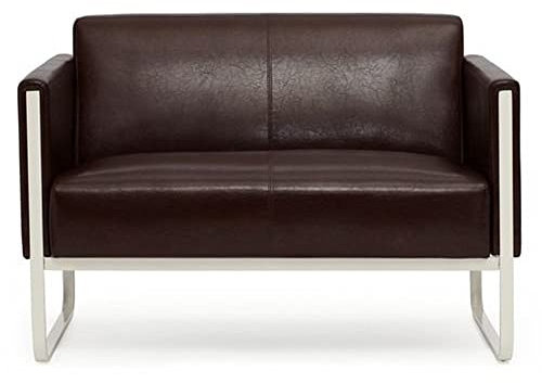 hjh OFFICE Lounge-Sofa 2-Sitzer Aruba Kunstleder Polstersofa Couch modern mit Metallgestell, 111 x 78 x 71 cm, Braun