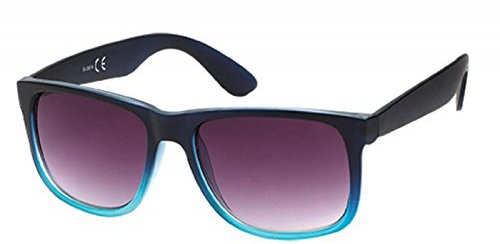 CHICNET Hochwertige Sonnenbrille Transparent Bunt Vintage Nerdbrille 400 UV Hoher Steg Blau