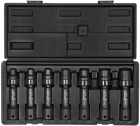 SUNEX TOOLS 2696 1/2-Inch Drive SAE 12-Point Driveline Socket Set, 7 Piece