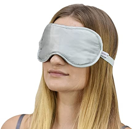Jasmine Silk 100% Pure Silk Filled Eye Mask/Sleeping Mask Sleep Mask - Grey