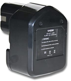 vhbw 1x Batería Recargable Compatible con Hitachi DS12DVF3, DS 12DVF3, DW18D, DW 18D, FDS12DVC Herramientas eléctricas (3300 mAh, NiMH, 12 V)