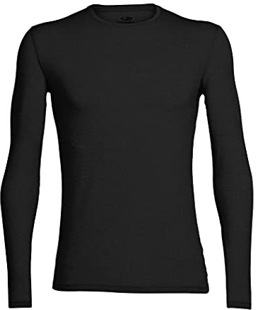 Icebreaker Herren Merino Wolle Anatomica Langarm Crewe T-Shirt - 150 Ultraleichtes Material - Schwarz, L