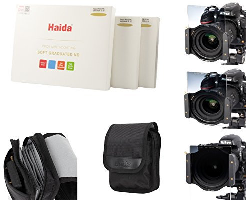 HAIDA NanoPro MC Optical 150 mm x 100 mm GND Soft Edge Verlaufsfilterset ND0.6 (4X) / ND0.9 (8X) / ND 1.2 (16x) - Inkl. Haida Filtertasche