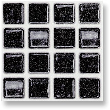 18 Self Adhesive Tiles: Black Mosaic - 4 x 4, Thick, Self Adhesive Stick on Wall Tile, Stickers, transfers, Decals. Over Any Size of Smooth Tiles or onto Any Smooth Wall Surface
