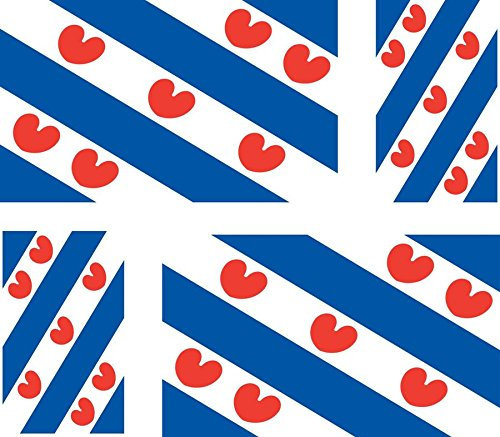 Akacha Aufkleber für Auto, Motorrad, Koffer, PC, Motiv: Friesische Flagge, 4 Stück