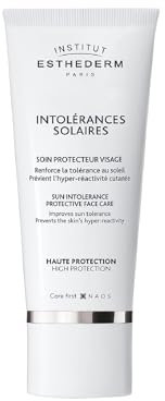INSTITUT ESTHEDERM Intolérances solaires - Soin protecteur visage haute protection - Pour les peaux réactives, intolérantes ou allergiques au soleil - Préserve du photovieillissement - Tube 50 ml