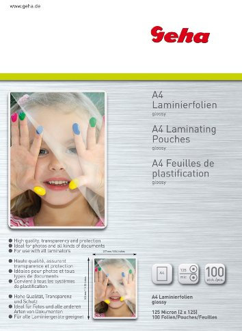 Geha Laminierfolie 125 mic 100er Pack A4