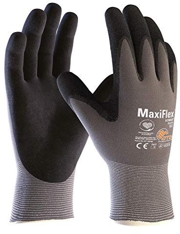 10 Pair MaxiFlex Ultimate nitrile foam palm coated work gloves, Size:M