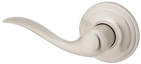 Kwikset Tustin Dummy Door Handle, Single Sided Lever for Closets, French Double Doors, and Pantry, Satin Nickel Non-Turning Left Handed Interior Push/Pull Lever, with Microban Protection