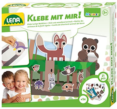 Lena 42631 - Klebe mit mir Waldtiere, 3 Jahre to 6 Jahre, 27 teilig