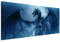 Sinus Art 150x50cm Wandbild – Farbe Blau Petrol Panoramabild Wandbild auf echter Leinwand in sehr hoher Qualität - Kampf mit Drache Schloss