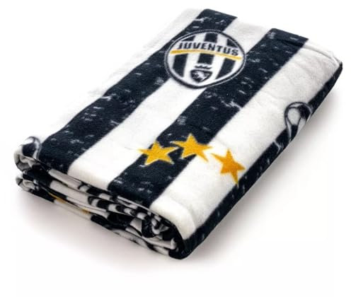 Fleecedecke für den Winter, Motiv: Juve Juventus, offizieller Fanartikel, Größe: 160 x 240 cm, mit doppelter Borte, rundum bedruckt