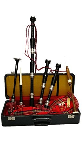 New Great Highland Dudelsack Holz schwarz Farbe Rose Silber Uni Reittiere/Schottischer Dudelsack Shesham natur Holz