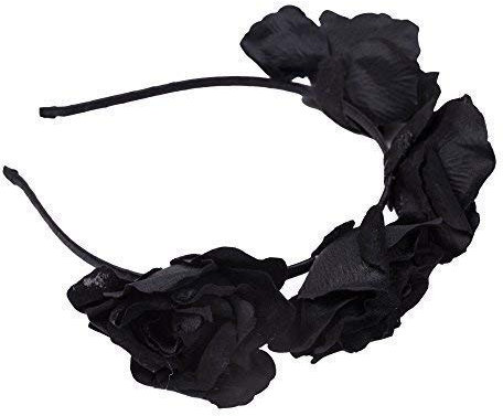 Adult/Kids Halloween 'Day of The Dead' Rose Flower Floral Festival Headband (Black)