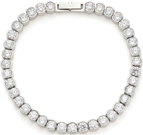 JEWELS BY LEONARDO Armband Cremona, Arm-Schmuck aus silberfarbenem Edelstahl, klare Zirkonia Steinchen, 18,5 cm Länge, Schmuck Damen, 024336