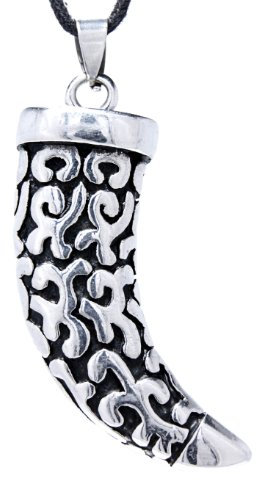 Kiss of Leather Zahn Anhänger aus Edelstahl mit Baumwollband