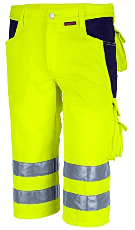 Qualitex Warnschutz-Shorts PRO MG 245 - gelb/Marine - Größe: 60