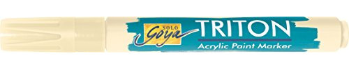 KREUL 17834 - Solo Goya Triton Acrylic Paint Marker, elfenbein, formstabile Keilspitze ca. 1 - 4 mm, Künstlerstift mit Acrylfarbe auf Wasserbasis, matt auftrocknend