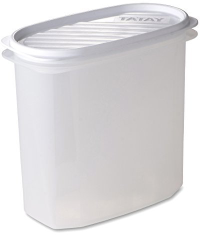 Tatay Fiambrera de Alimentos, Hermética, 2L de Capacidad, Tapa Flexible a Presión, Libre de BPA, Apto Microondas y Lavavajillas, Color Blanco, Medidas: 18.4 x 9.7 x 17.8 cm