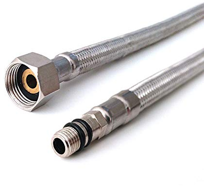 Xcel Home 2 x M10 (10 mm) x 3/8 Zoll BSP flexible Wasserhahn-Anschlüsse (Paar) | geflochtener Edelstahl Flexschlauch | Anschlussschlauch für Armatur, Waschbecken & Boiler | Monoblock-Mischbatterie