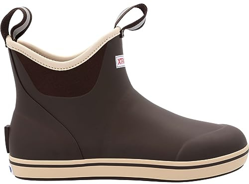 Xtratuf 6” Men’s Ankle Deck Boot - Size 13, Brown - Lightweight, 100% Waterproof Rubber Footwear - Non-Marking, Slip-Resistant Outsole - Moisture-Wicking Liner