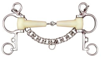 Happy Mouth Jointed Mouth Pelham Bit - Apple Scented Durable Stainless Steel Rings & Chain Soft Polymer Single Jointed Mouthpiece Horse Riding Bit, 5