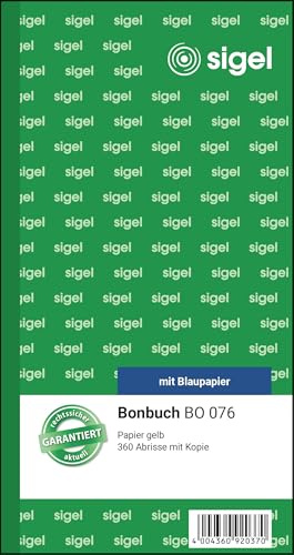 SIGEL BO076 Bonbuch Bonblock, 360 Abrisse gelb, 10,5 x 20 cm, 2x60 Blatt