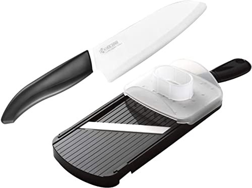 Kyocera Gen Set Coltello Ceramica Bianca e Affettatrice, Nero