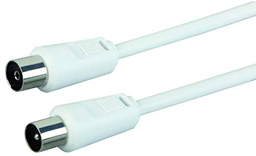 Schwaiger Antennen Anschlusskabel 90 dB, 5,0m, weiß, IEC Stecker > IEC Buchse, 2-Fach Schirmung, 75 Ohm, digital, HDTV, DVB-C/DVB-T2