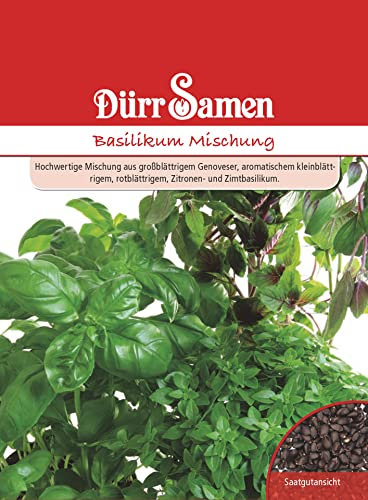 Basilikum Samen Mischung Basilikumsamen ca 650 Korn Küchenkräuter Kräutersamen Saatgut Balkon Garten Hochbeet Kübel Dürr Samen