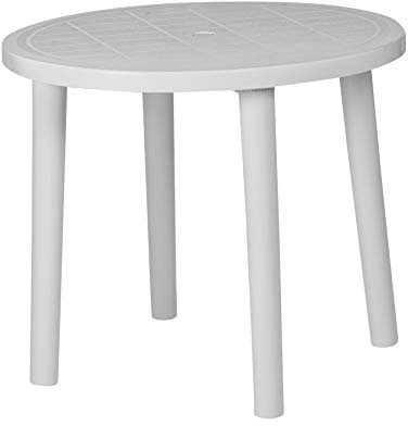 Resol Tossa 4 Seater Garden Table - White - 86cm x 73cm - Heavy Duty Polypropylene Plastic Outdoor Plastic Round Dining Table for Garden, Patio, Outdoors, BBQ
