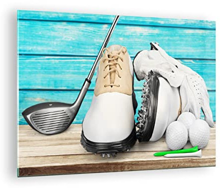 Bilder auf Glas Golf Ball Gras Sport Glasbild 70x50cm Wandbilder Dekoration Wohnzimmer Schlafzimmer Küche Deko Klein Wanddeko Bild im Glas Wand Kunstdruck Art Modern Wall Decor Glasdruck GAA70x50-3107