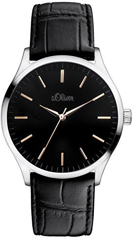 s.Oliver Herren-Armbanduhr XL Analog Quarz Leder SO-3052-LQ