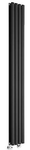 Milano Aruba Black Vertical Double Oval Panel Radiator - 1780mm x 236mm