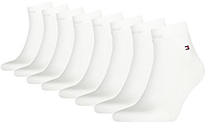 Tommy Hilfiger Herren Quarter Socken Flag Quartersocken 8er Pack, Größe:47-49;Farbe:white