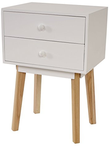 Mendler Kommode Malmö T271, Beistelltisch Nachttisch Schrank, Retro-Design 59x40x30cm - Schublade weiß