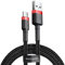 Baseus - Cable USB a USB-C 3 A, carga rápida y transferencia de datos, Rojo/Negro, 0,5 m