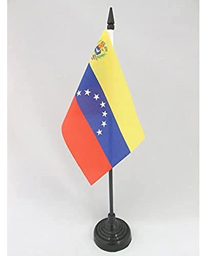 AZ FLAG - Tischflagge Venezuela Alt Mit Wappenschild - 15x10 cm - Venezuela Tischfahne 10 x 15 Cm - Flaggen