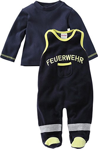 Playshoes Schnizler Unisex Baby Strampler-set Nicki Feuerwehr 810001, 11 - Marine, 68