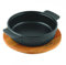 LAVA Cookware Runder Fleischeintopf, Holzplatte, Durchmesser 17cm, Gusseisen, schwarz, 17 cm