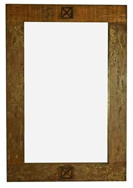 MASSIVMOEBEL24.DE | Nature of Spirit ausgefallener Spiegel im Massivholzrahmen #04 | aus Altholz - Mehrfarbig lackiert | 120x80x3 cm | im Vintage-Stil | Badspiegel Kommodenspiegel Flurspiegel