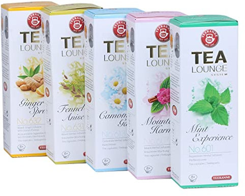 Teekanne Tealounge Kapseln - Kräutertee Sortiment mit 5 Sorten (40 Kapseln)