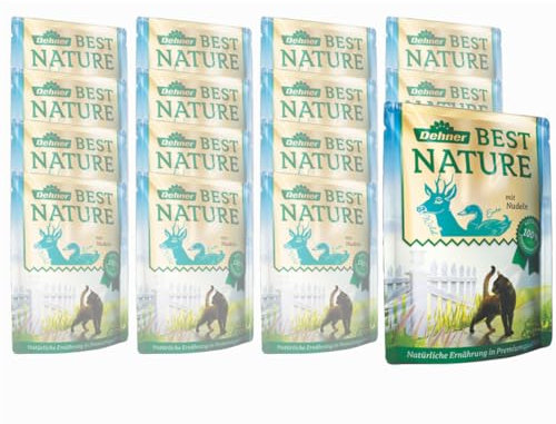 Dehner Best Nature Katzenfutter, Nassfutter, für ausgewachsene Katzen, Wild / Ente /Nudeln, 16 x 85 g Beutel (1.36 kg)