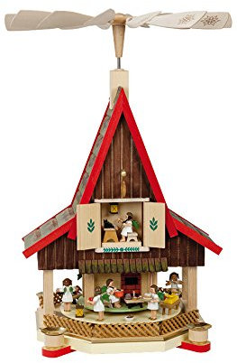 Adventshaus Engelbäckerei, bunt - Pyramide – Pyramidenhaus – Holz - Handarbeit Erzgebirge – Höhe 53 cm – NEU